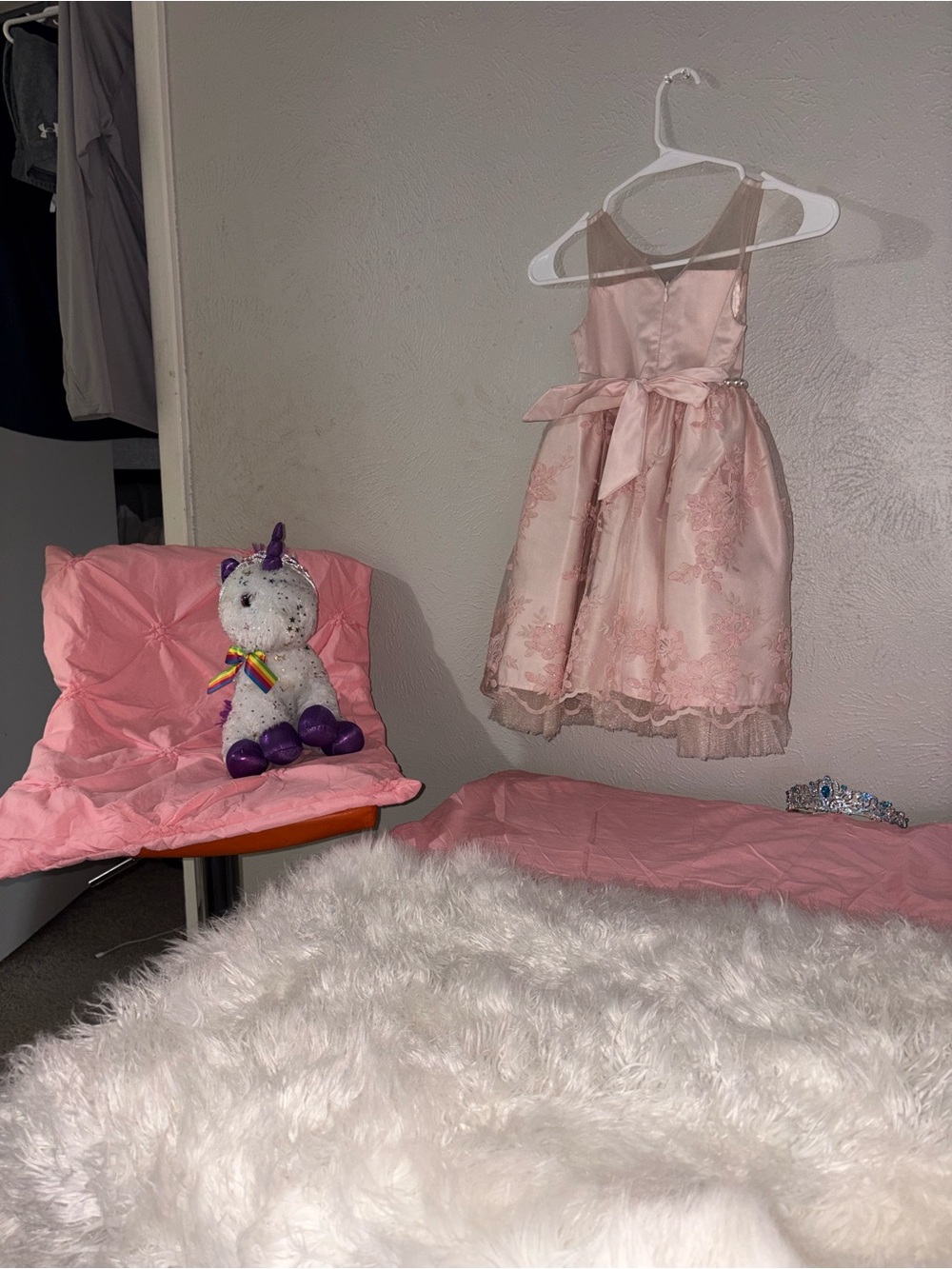 American Princess Pink Lace Overlay Dress with Satin Bow size 6 GIRLS